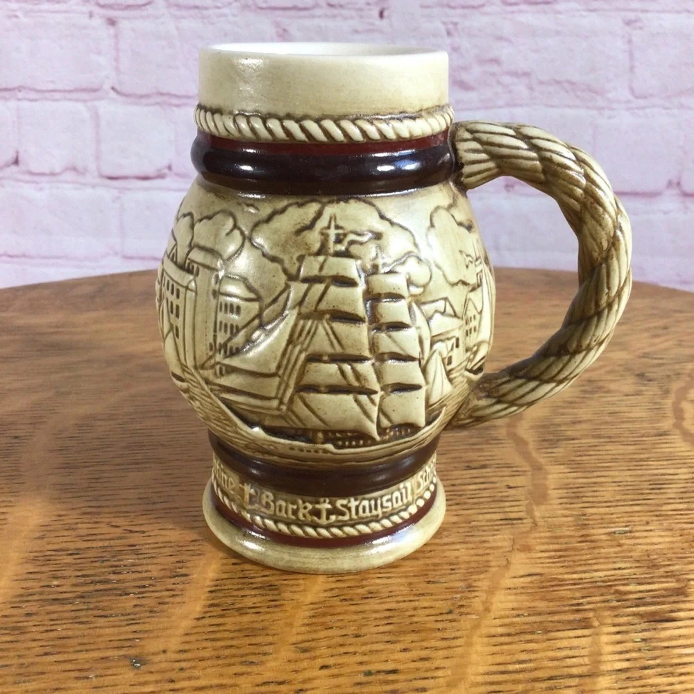 Vintage Avon Miniature Schooner Ceramic Stein - 1982